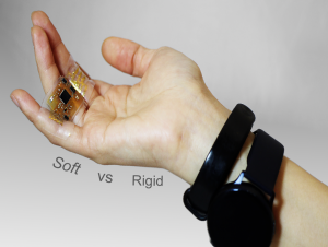 How the wearable sleep monitoring device compares to wearable body movement monitors. (Photo W. Hong Yeo)