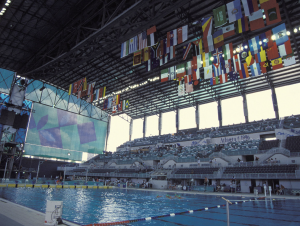 Spectators watched swimming and diving events during the 1996 Summer Olympics in Atlanta in what is now the Campus Recreation Center. (Photo Georgia Tech)