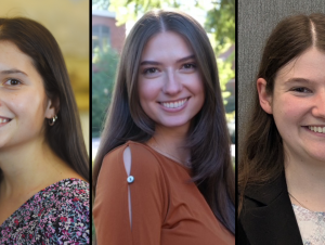 Headshots of three separate women.