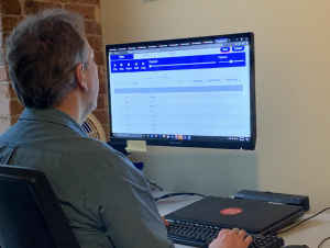 Data vis sonification tool A user working with accessible browser-based Highcharts Sonification Studio software.